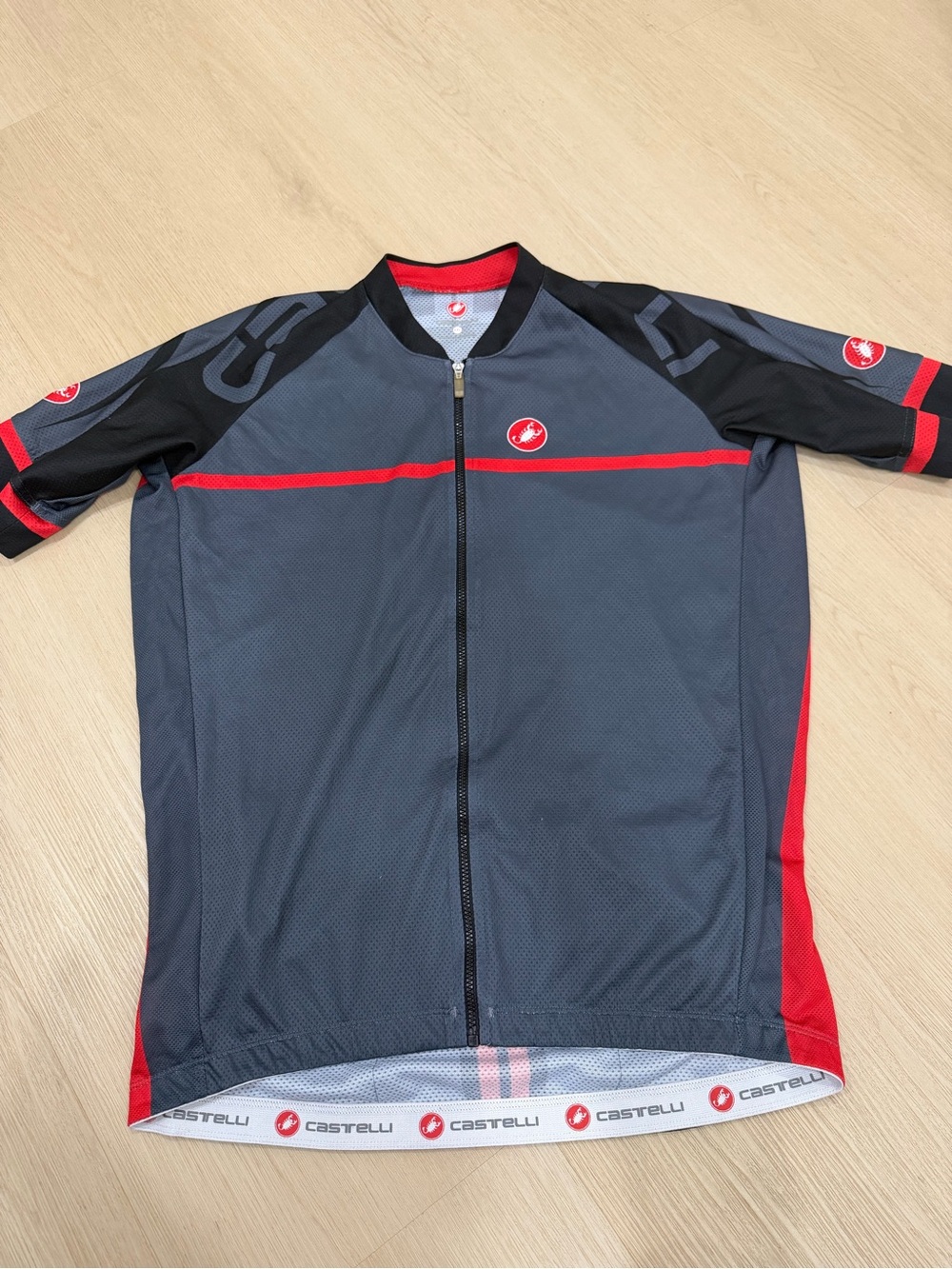 Men’s Castelli Cycling Full Zip Jersey Gray Black XXL